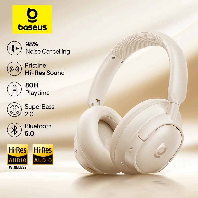 Bass Wireless Headphones Bluetooth 6.0 98% Noise Canceling - Image 1