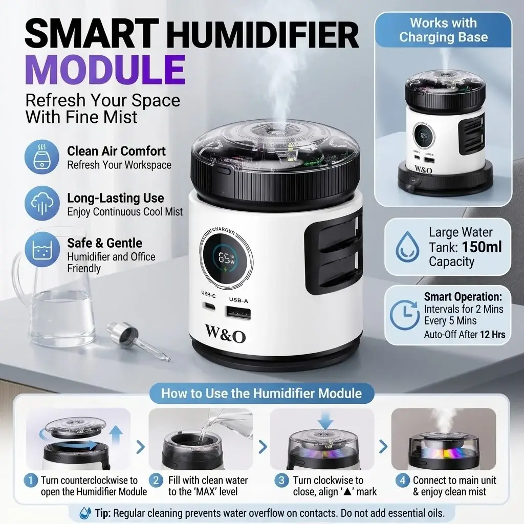 3-in-1 65W GaN Fast Charging Station with Aromatherapy Diffuser & Humidifier - Image 8