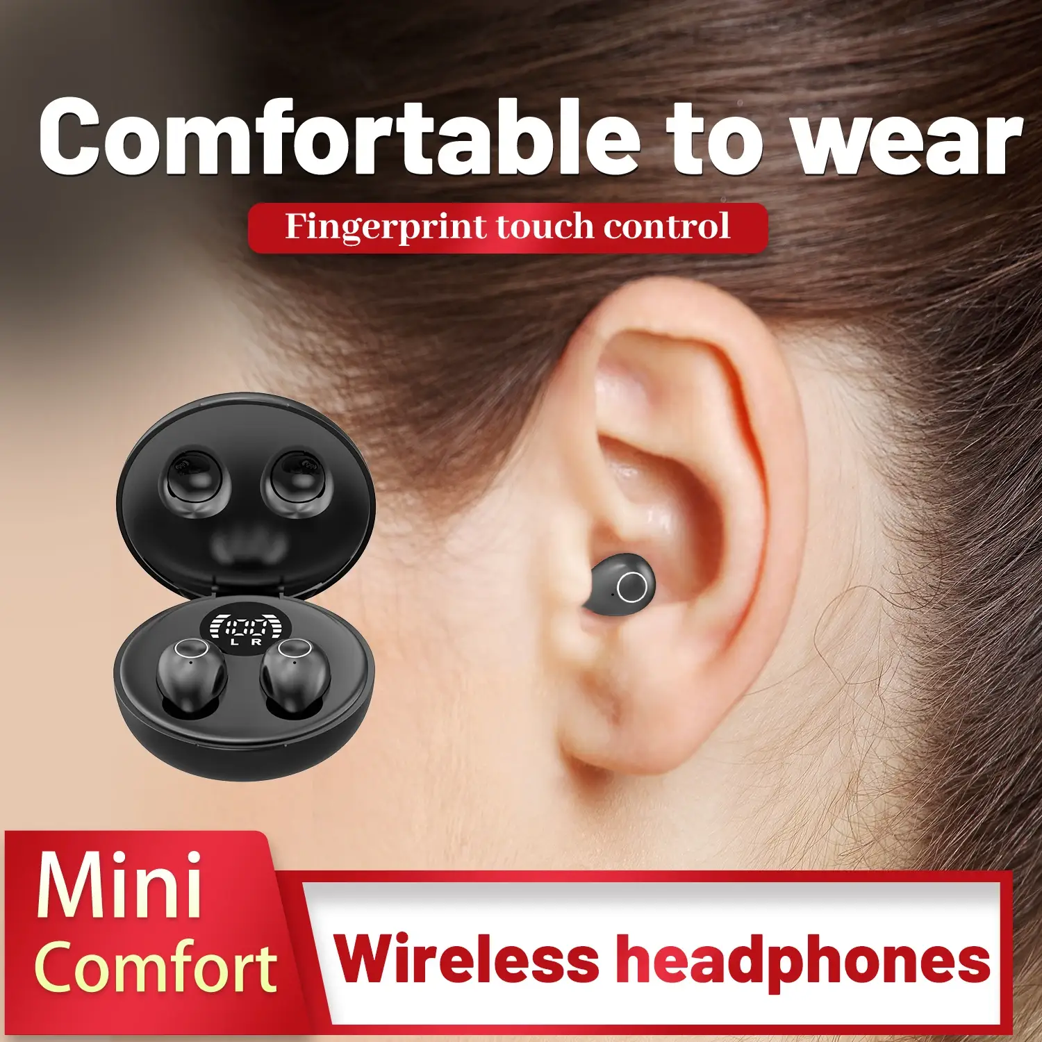 Ultra Small Invisible Sleeping Earbuds Wireless Bluetooth Earphones - Image 1