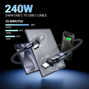 2-Pack USB C to USB C Cable 240W C to C Cable Fast Charging - Thumbnail Image 2