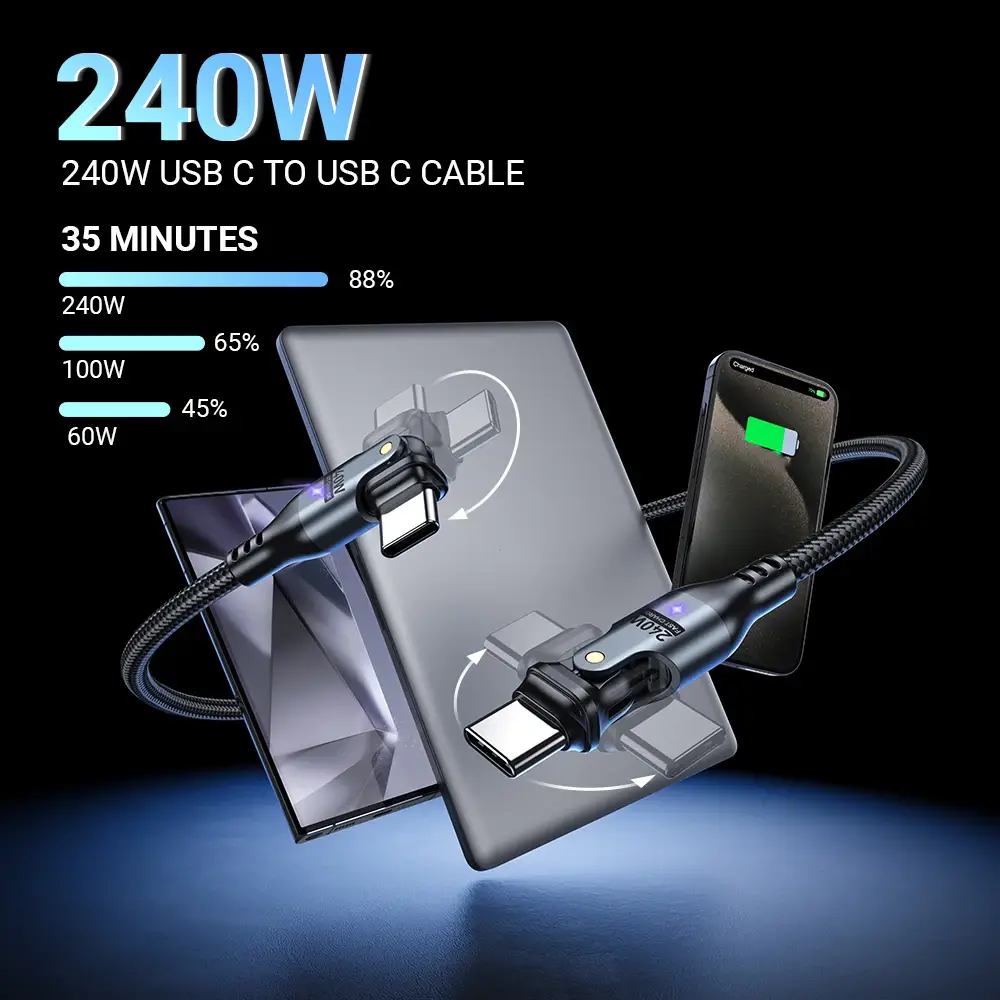 2-Pack USB C to USB C Cable 240W C to C Cable Fast Charging - Image 2