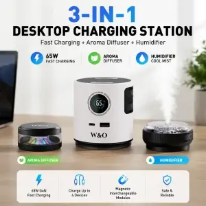 3-in-1 65W GaN Fast Charging Station with Aromatherapy Diffuser & Humidifier