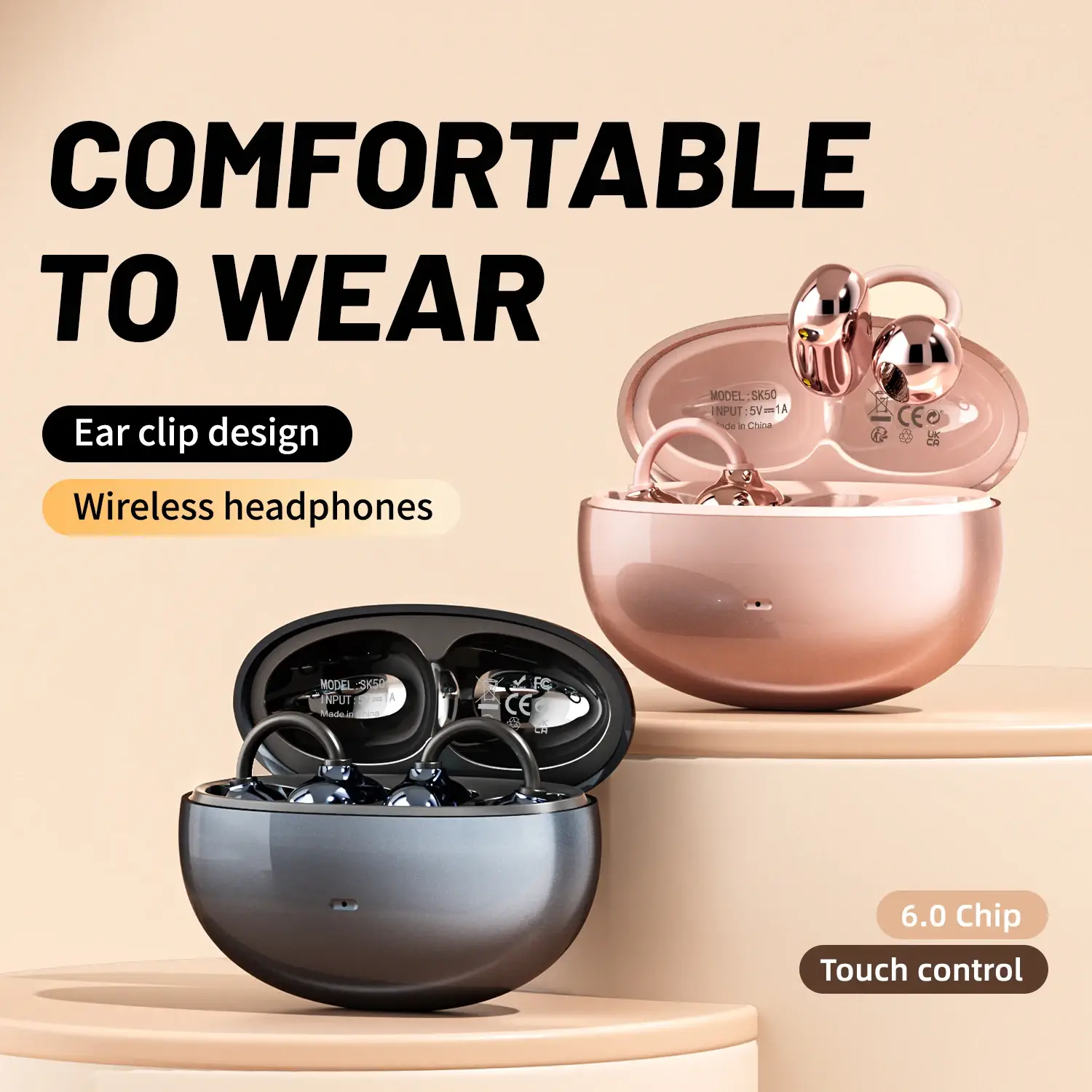 Open-Ear Clip Cordless Bluetooth 6.0 Earbuds with Ear Hook - Image 5