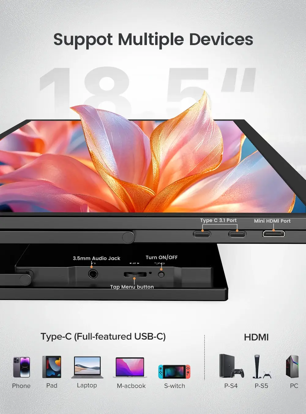 UPERFECT 120Hz Portable Monitor 18.5" IPS - Image 4