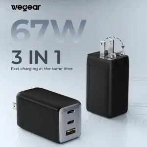67W USB C charger 3-Port GaN Fast Compact Foldable for iPhone