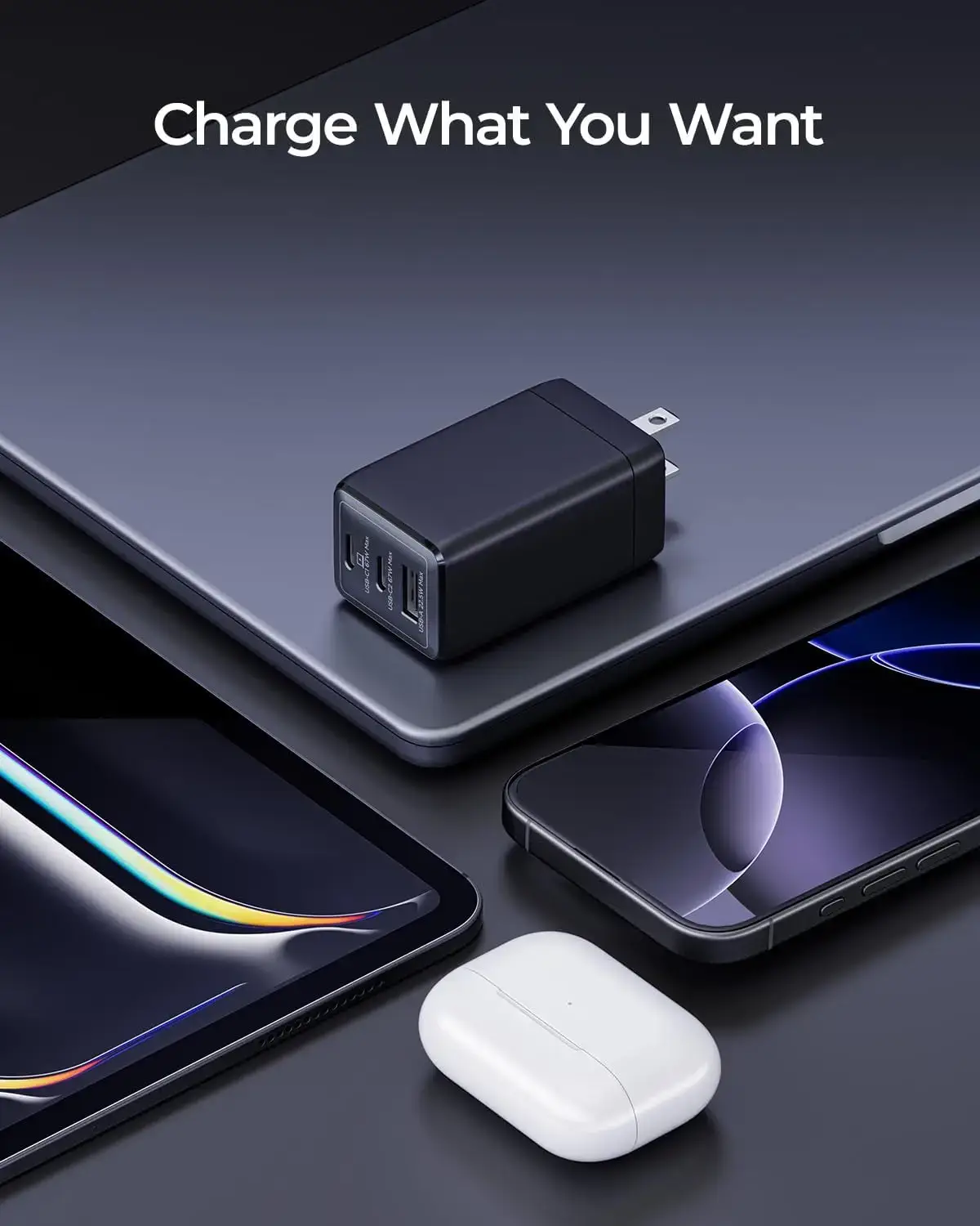 67W USB C charger 3-Port GaN Fast Compact Foldable for iPhone - Image 5
