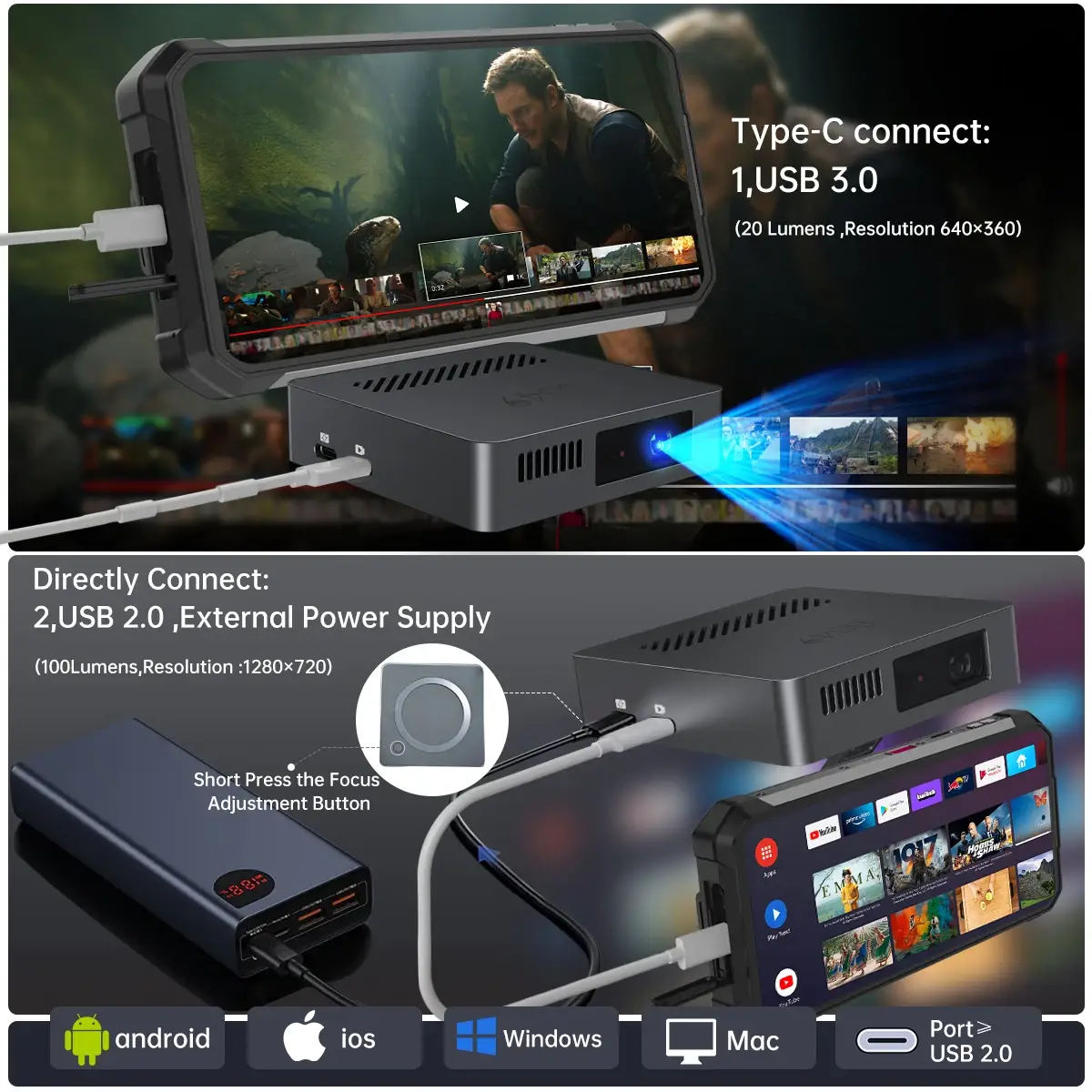 Mini Projector Portable HD 1080P - Image 3